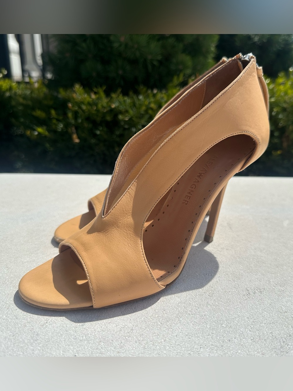Alexa Wagner Designer Sunset Super Stretch Zipper Beige Leather Heels (Size 37) - Picture 2 of 8